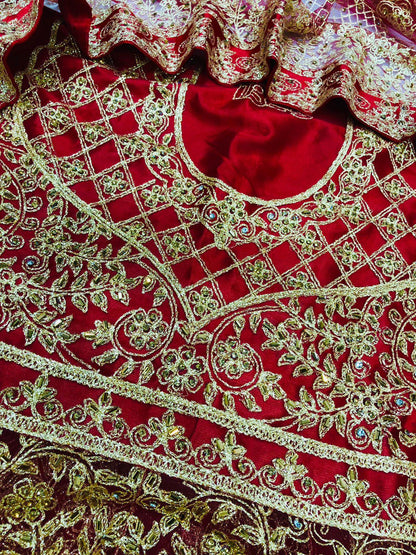IB 003 RED LEHENGA - SR FABRICS