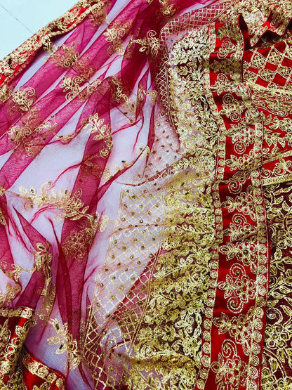 IB 003 RED LEHENGA - SR FABRICS