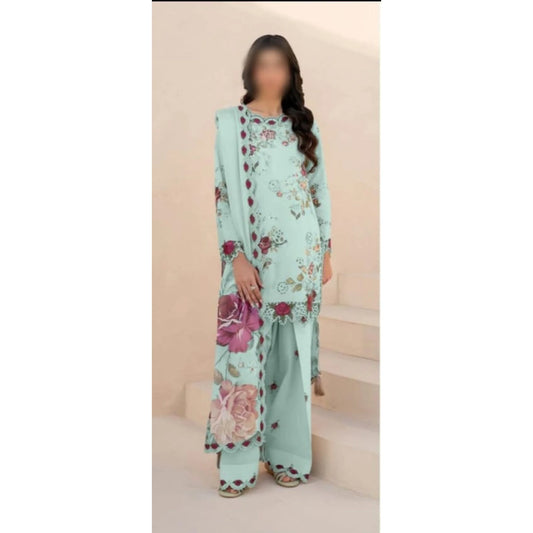 IZNIK AQUA CHICKEN KARI LAWN - SR FABRICS