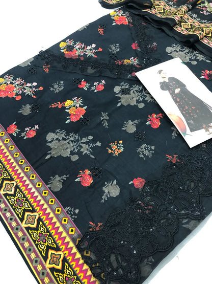 IZNIK BLACK BOMB LAWN - SR FABRICS