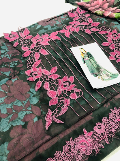 IZNIK BLACK PURPLE LAWN - SR FABRICS