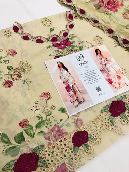 IZNIK GOLDEN CHICKEN KARI LAWN - SR FABRICS