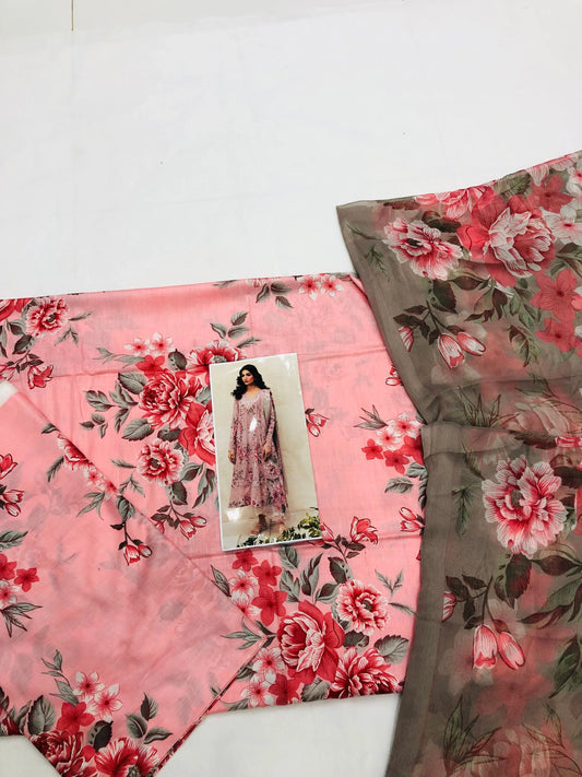 IZNIK PINK PRINTED LAWN - SR FABRICS