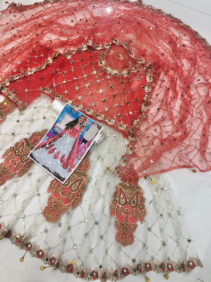 K WHITE PINK NET MAKSI - SR FABRICS