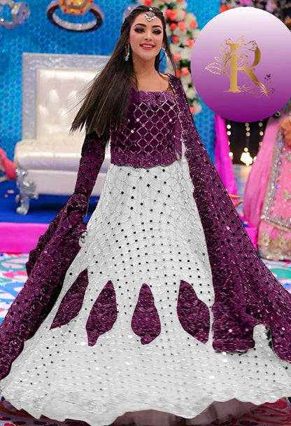 K WHITE PURPLE NET MAKSI - SR FABRICS