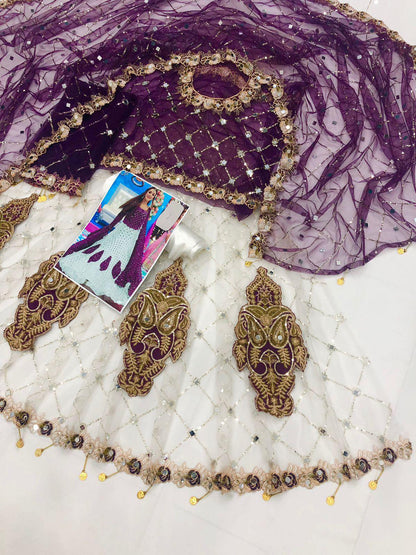 K WHITE PURPLE NET MAKSI - SR FABRICS