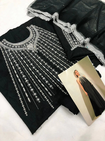 LULUSAR BLACK RAW SILK - SR FABRICS