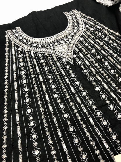 LULUSAR BLACK RAW SILK - SR FABRICS