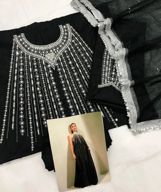 LULUSAR BLACK RAW SILK - SR FABRICS