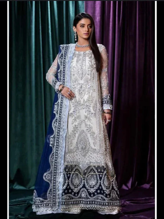 (M N M) WHITE AND BLUE - SR FABRICS
