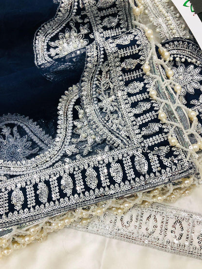 (M N M) WHITE AND BLUE - SR FABRICS