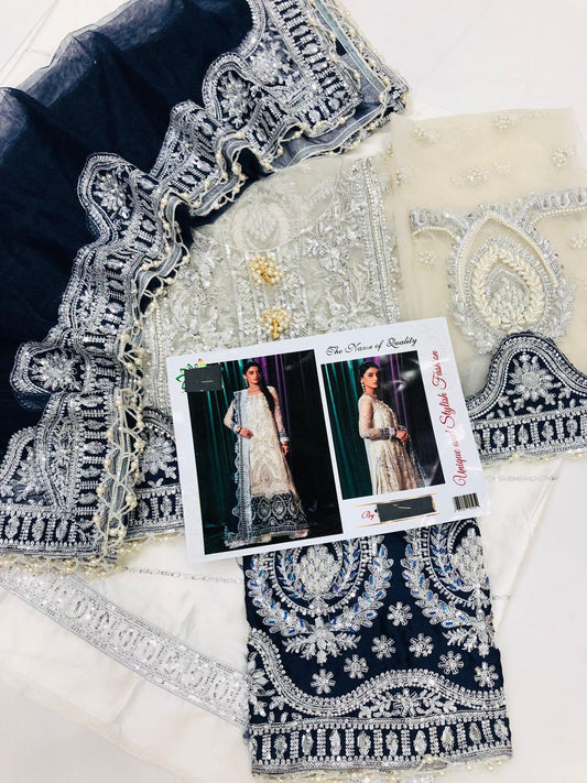 (M N M) WHITE AND BLUE - SR FABRICS