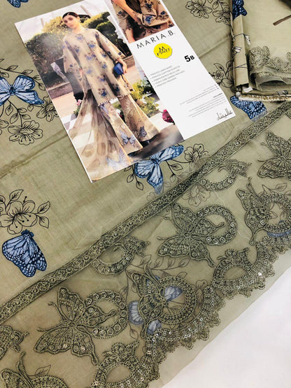 MARIA B OLIVE LAWN - SR FABRICS