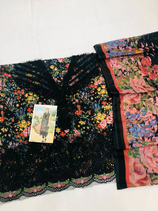 MB BLACK 7B LAWN - SR FABRICS