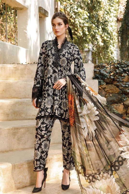 MB BLACK FLOWERS DIGITAL LAWN - SR FABRICS