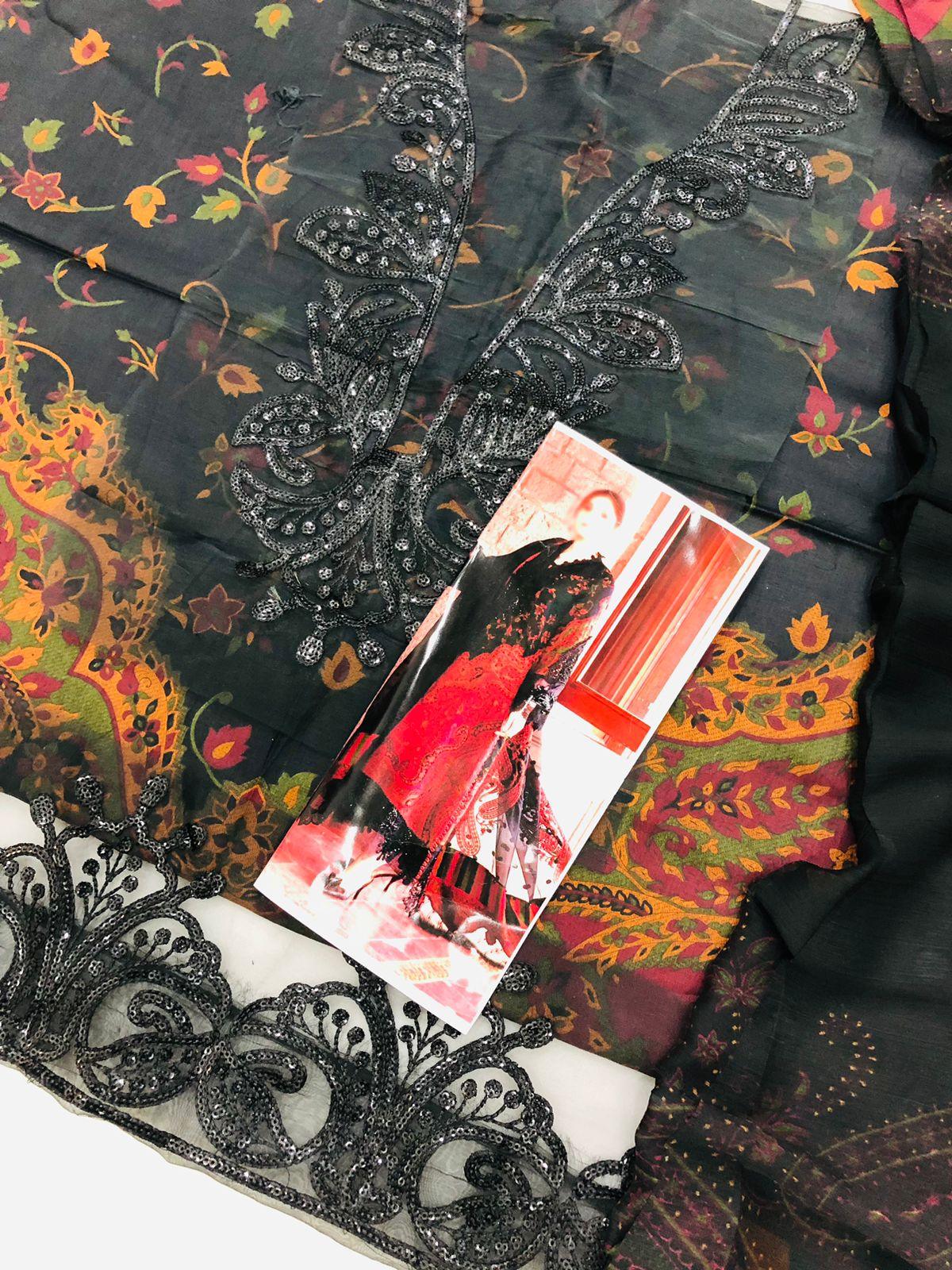 MB BLACK RED DIGITAL LAWN - SR FABRICS