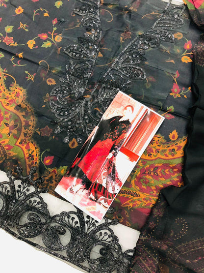 MB BLACK RED DIGITAL LAWN - SR FABRICS