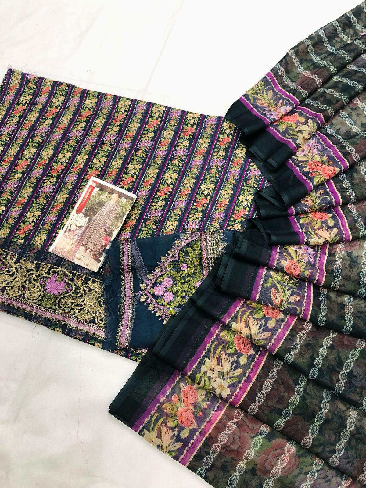 MB BLUE CHUNRI LAWN - SR FABRICS