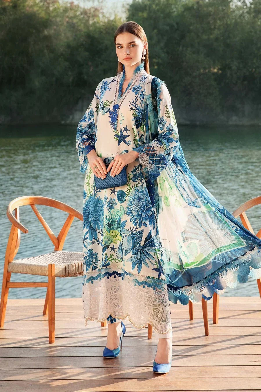 MB BLUE ROSE DIGITAL LAWN - SR FABRICS