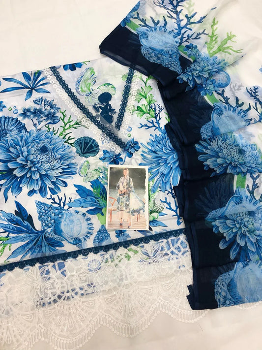 MB BLUE ROSE DIGITAL LAWN - SR FABRICS