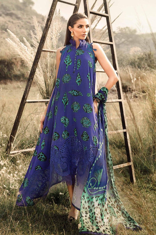 MB BLUE SHELL DIGITAL LAWN - SR FABRICS