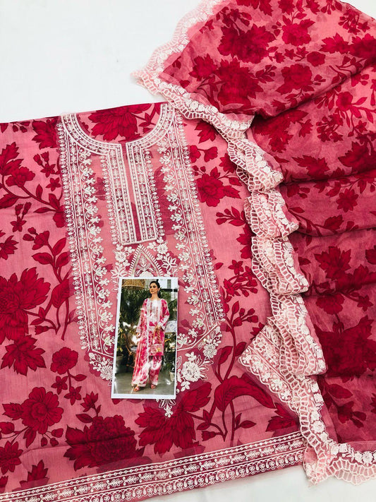 MB BLUSH PINK FLOWERS LAWN - SR FABRICS