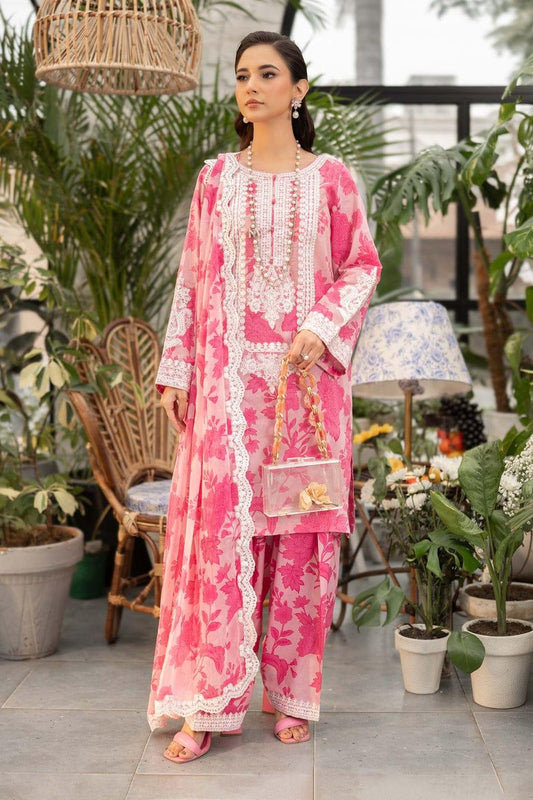 MB BLUSH PINK FLOWERS LAWN - SR FABRICS