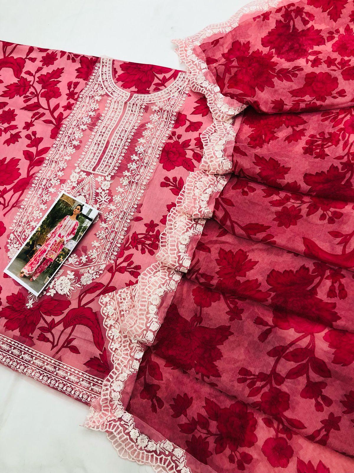 MB BLUSH PINK FLOWERS LAWN - SR FABRICS