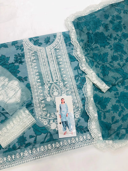 MB BLUSH SEA GREEN LAWN - SR FABRICS