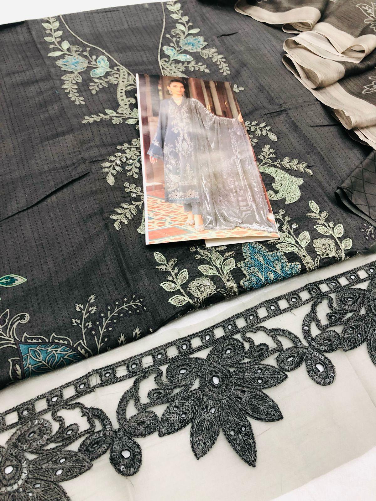 MB CHARCOAL GREY LAWN - SR FABRICS