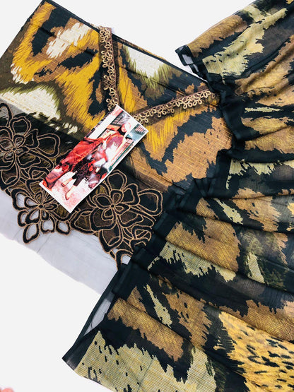 MB CHEETAH GOLD LAWN - SR FABRICS