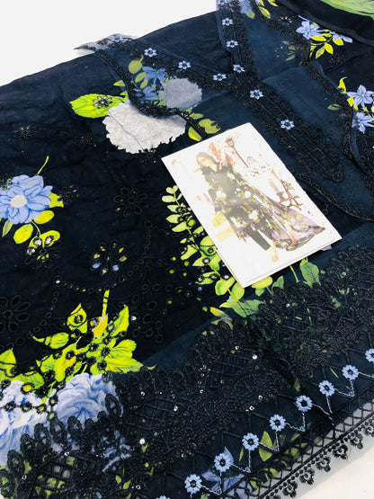 MB D - NAVY CHICKEN KARI LAWN - SR FABRICS