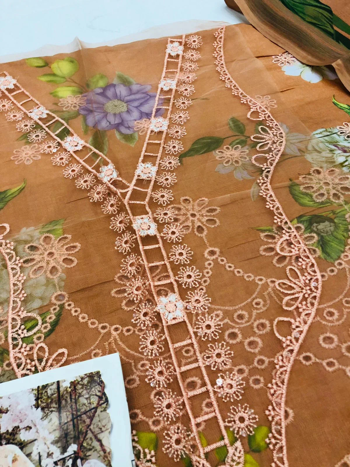 MB D - PEACH CHICKEN KARI LAWN - SR FABRICS