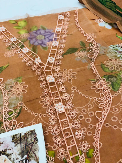 MB D - PEACH CHICKEN KARI LAWN - SR FABRICS