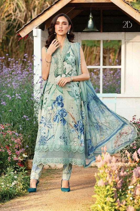 MB E - GREEN CHICKEN KARI LAWN - SR FABRICS