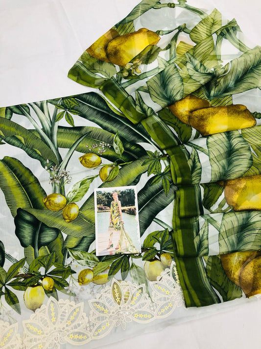 MB GREEN LEMON DIGITAL LAWN - SR FABRICS