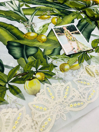 MB GREEN LEMON DIGITAL LAWN - SR FABRICS