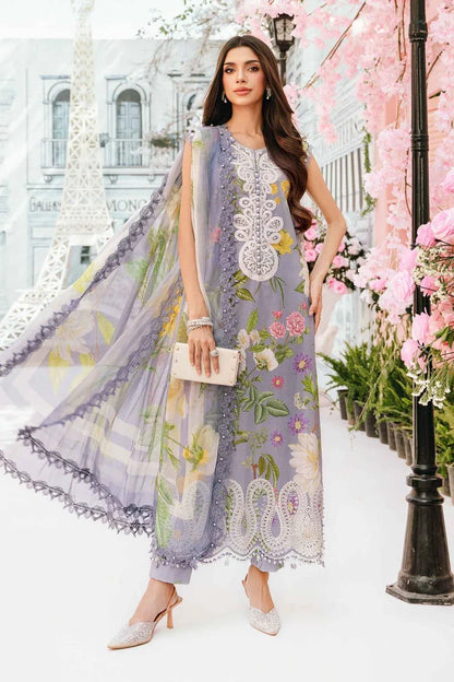 MB GREYISH EMB NECK LAWN - SR FABRICS