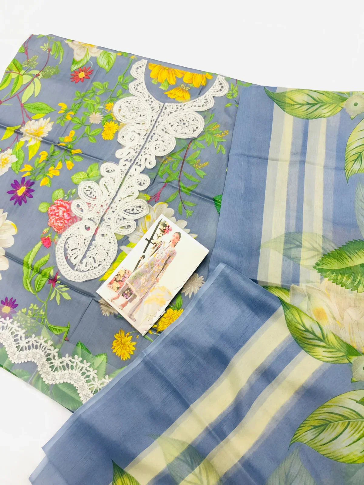 MB GREYISH EMB NECK LAWN - SR FABRICS