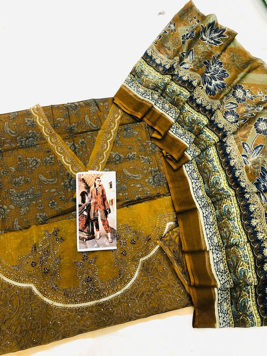 MB MUSTARD DIGITAL LAWN - SR FABRICS