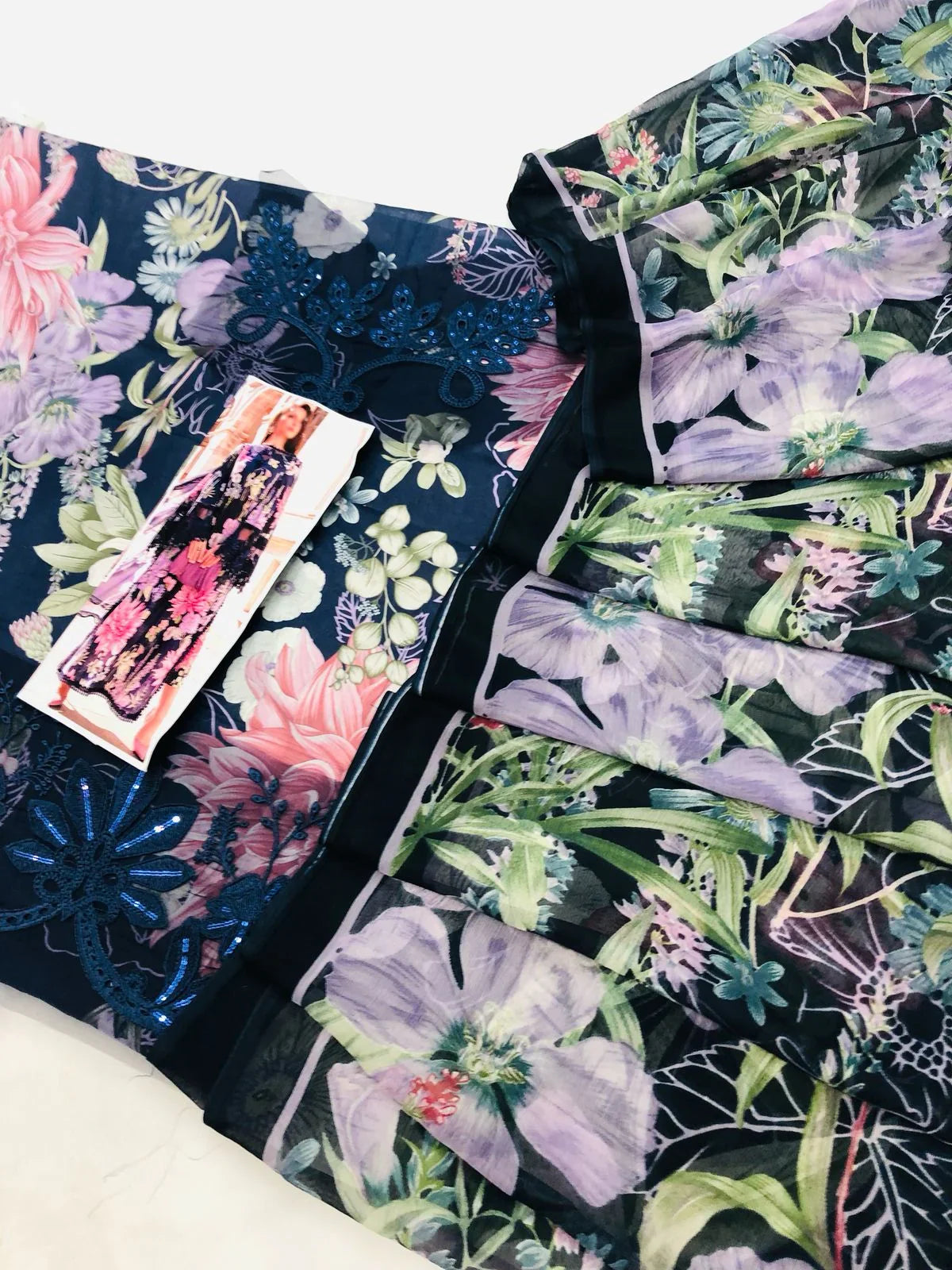 MB NAVY DIGITAL LAWN - SR FABRICS