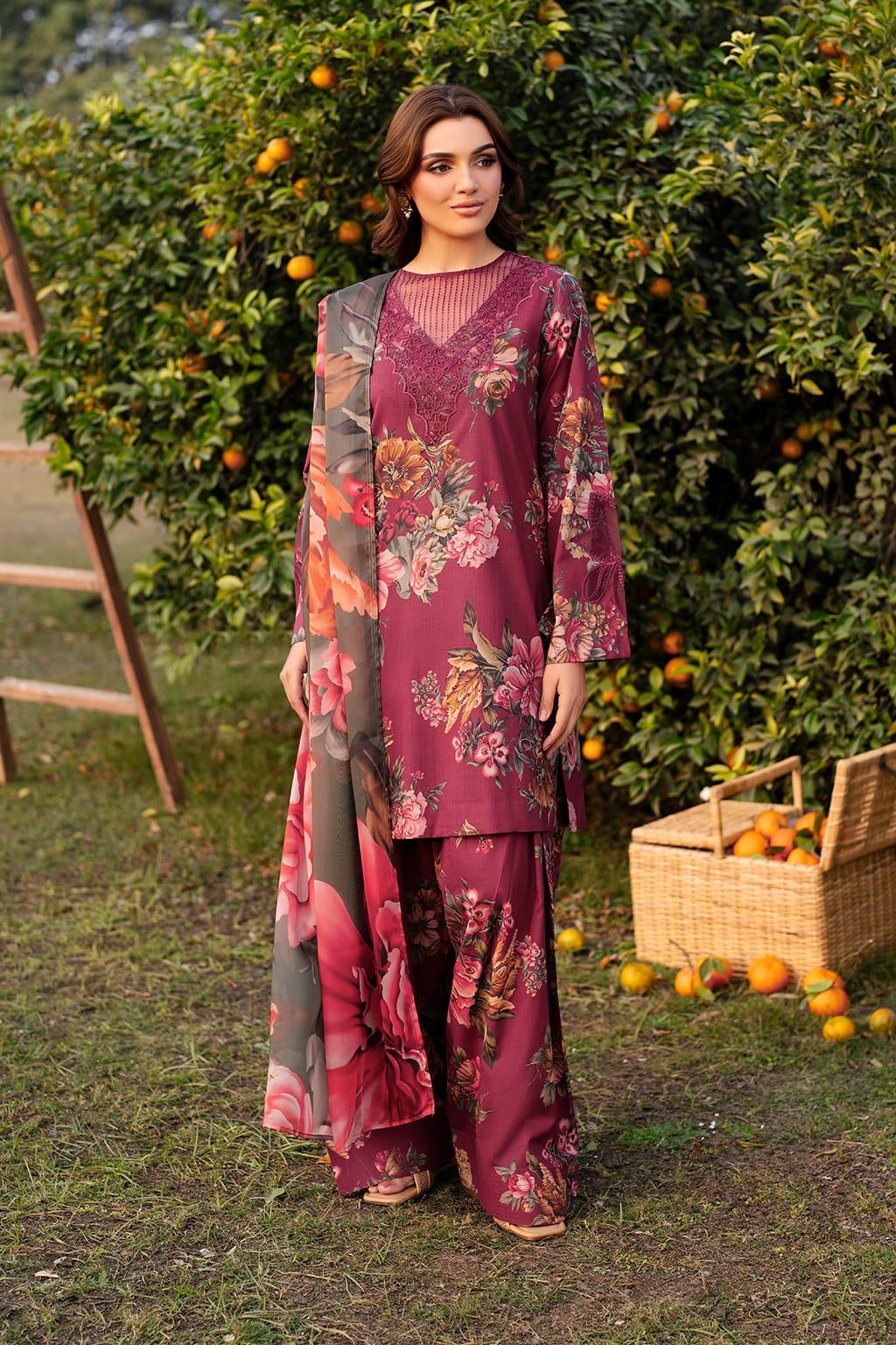 MB PINK GREEN DIGITAL LAWN - SR FABRICS