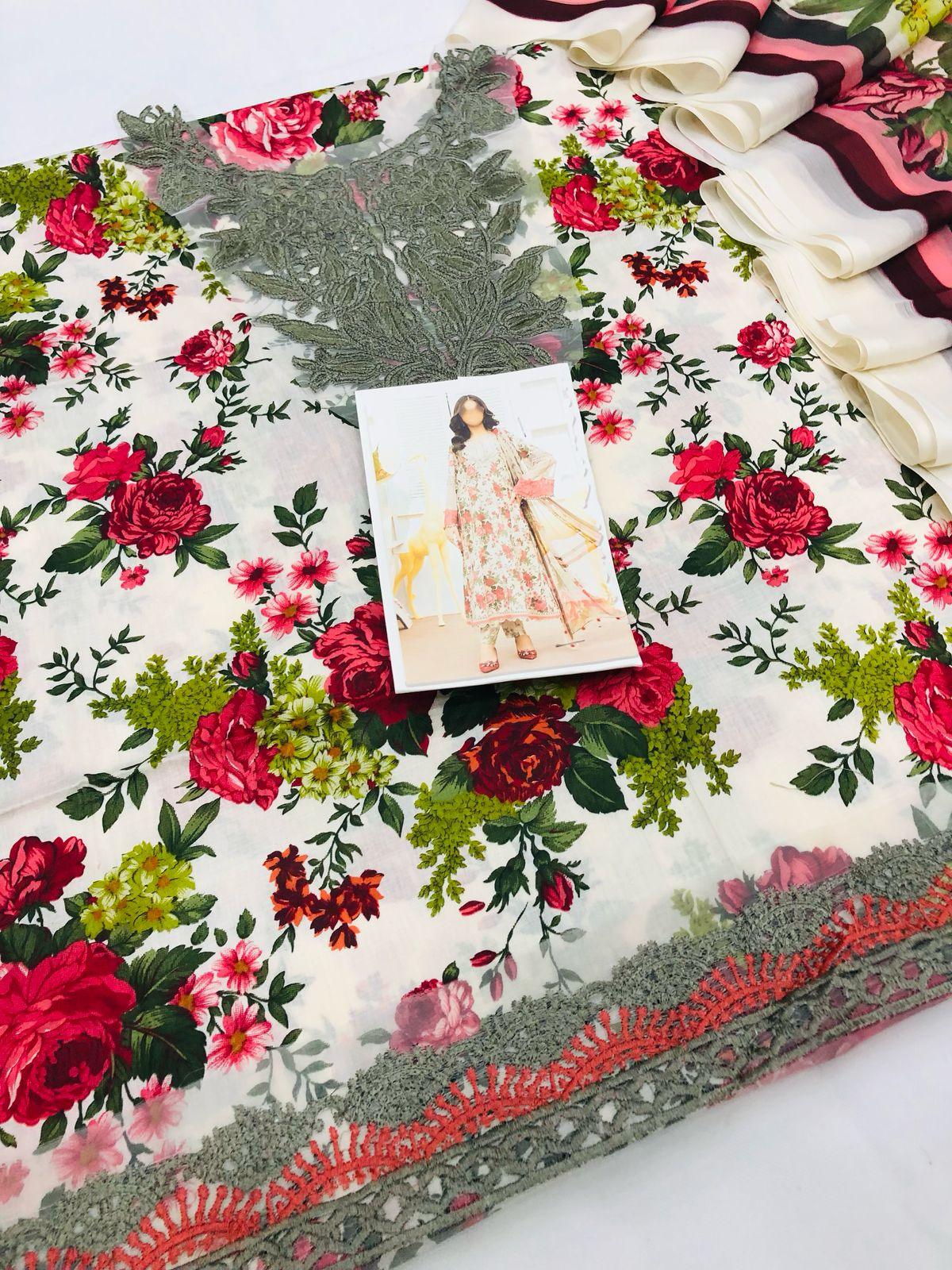 MB RED ROSE LAWN - SR FABRICS