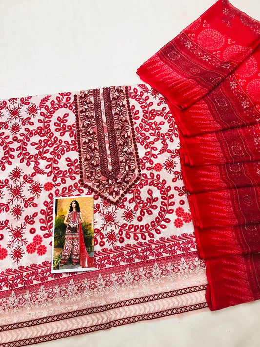 MB RED SNAKE LAWN - SR FABRICS