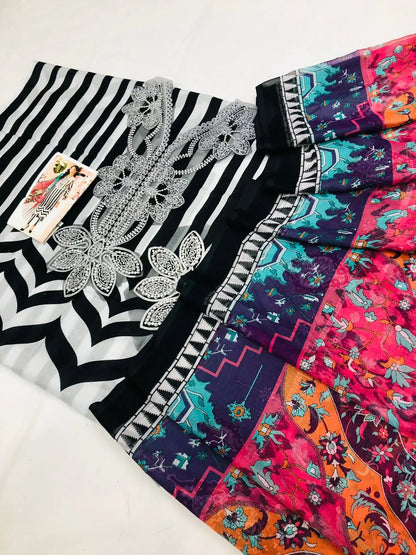 MB W - BLACK LINES LAWN - SR FABRICS