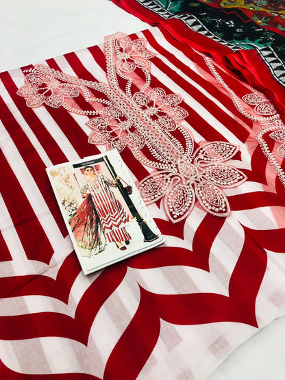 MB W - RED LINES LAWN - SR FABRICS