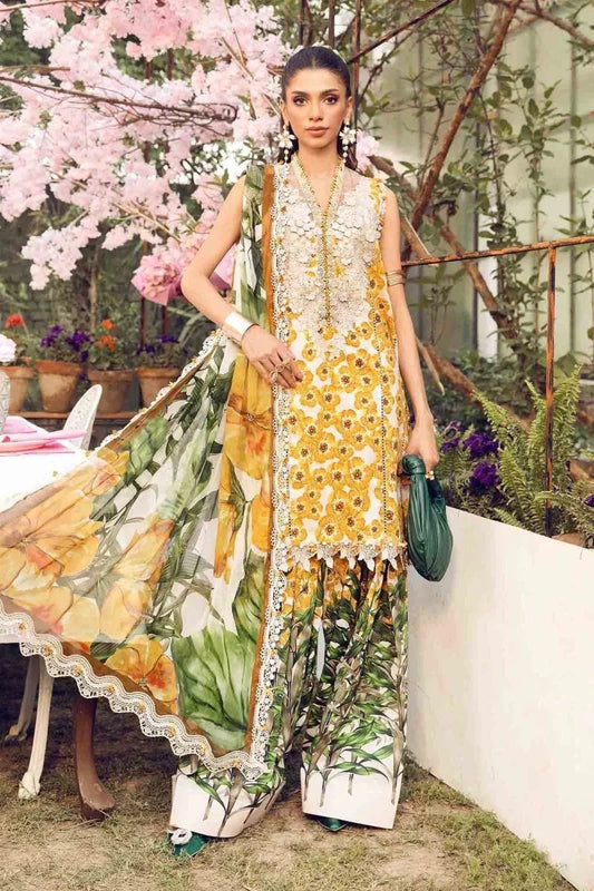 MB YELLOW GULAAB DIGITAL LAWN - SR FABRICS