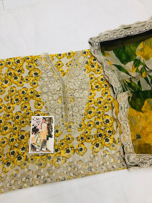 MB YELLOW GULAAB DIGITAL LAWN - SR FABRICS
