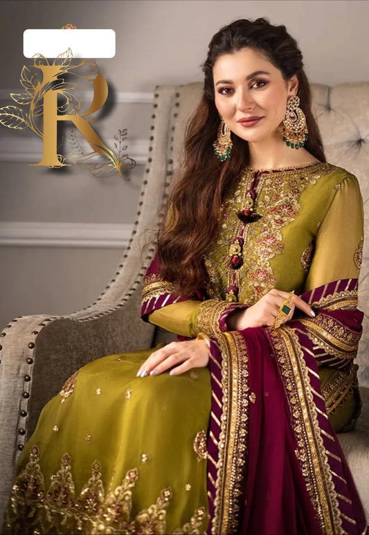 MEHNDI GREEN SHAFOON - SR FABRICS