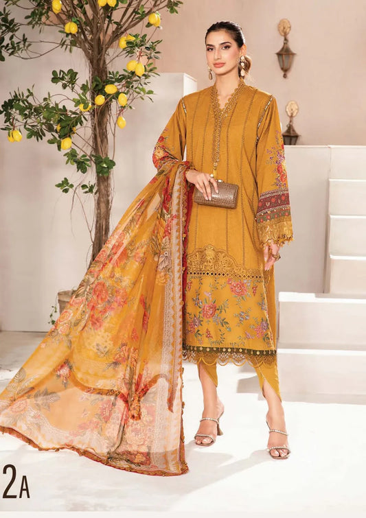 MUSTARD DIGITAL PRINTED LAWN - SR FABRICS